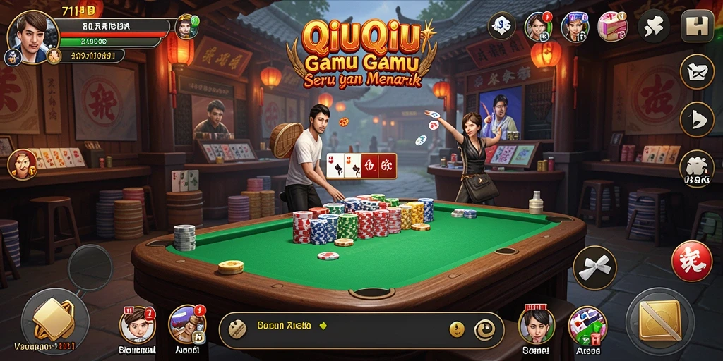 Screenshot menampilkan aksi seru dalam permainan QiuQiu.