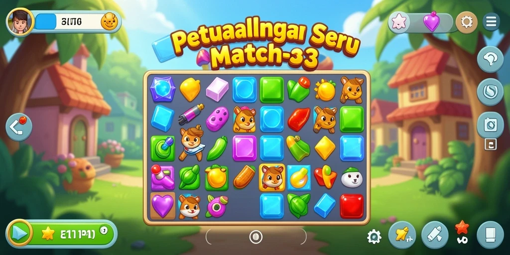Tampilan gameplay seru dalam permainan Match-3 DIREKTURTOTO.