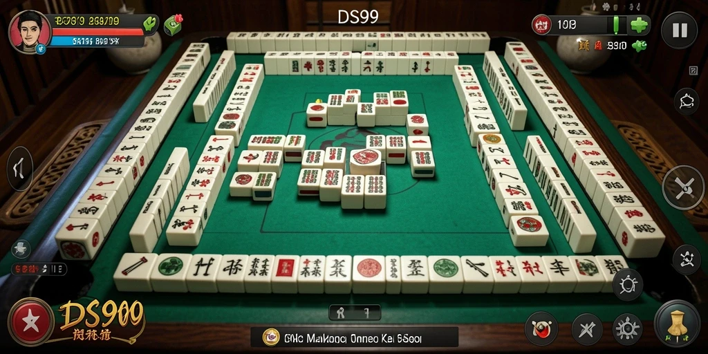 Screenshot menunjukkan gameplay seru DS99 dengan ubin Mahjong yang menarik.