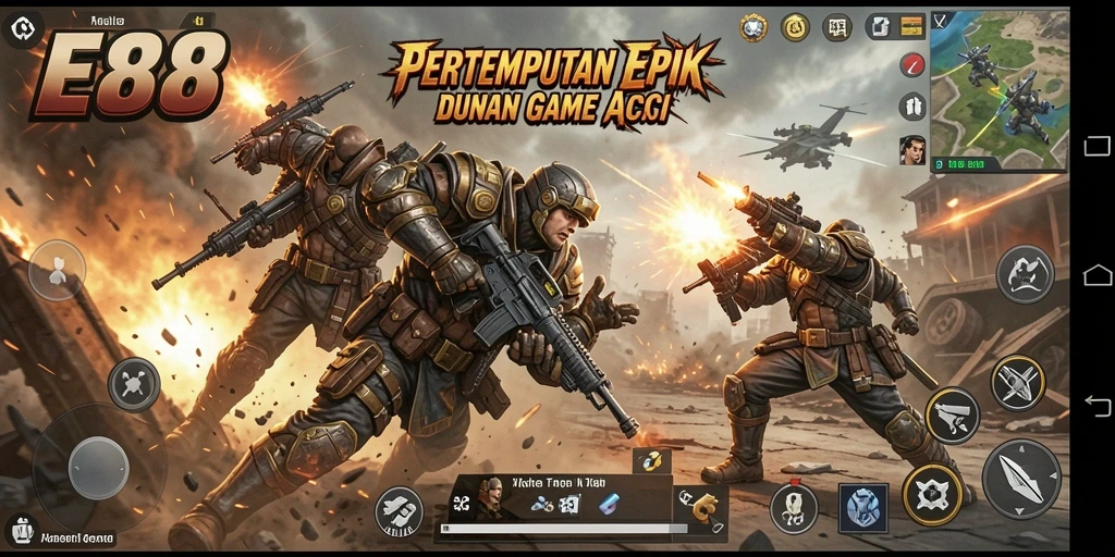 Tampilan aksi mendebarkan dalam E88 dengan pertempuran seru dan grafis memukau.