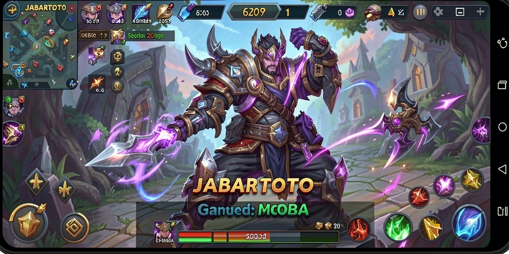 Screenshot gameplay JABARTOTO saat pertempuran sengit di arena MOBA.