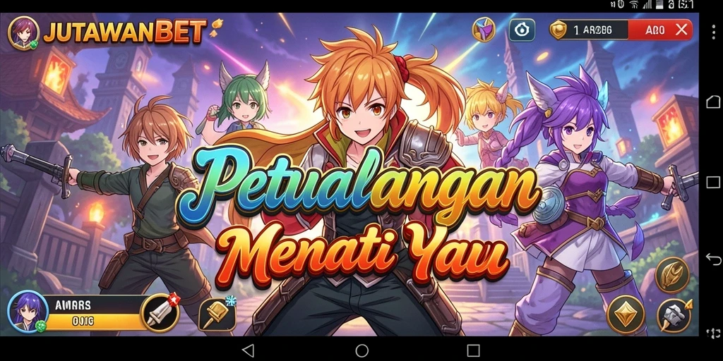 Tampilan gameplay JUTAWANBET yang penuh aksi dan karakter anime