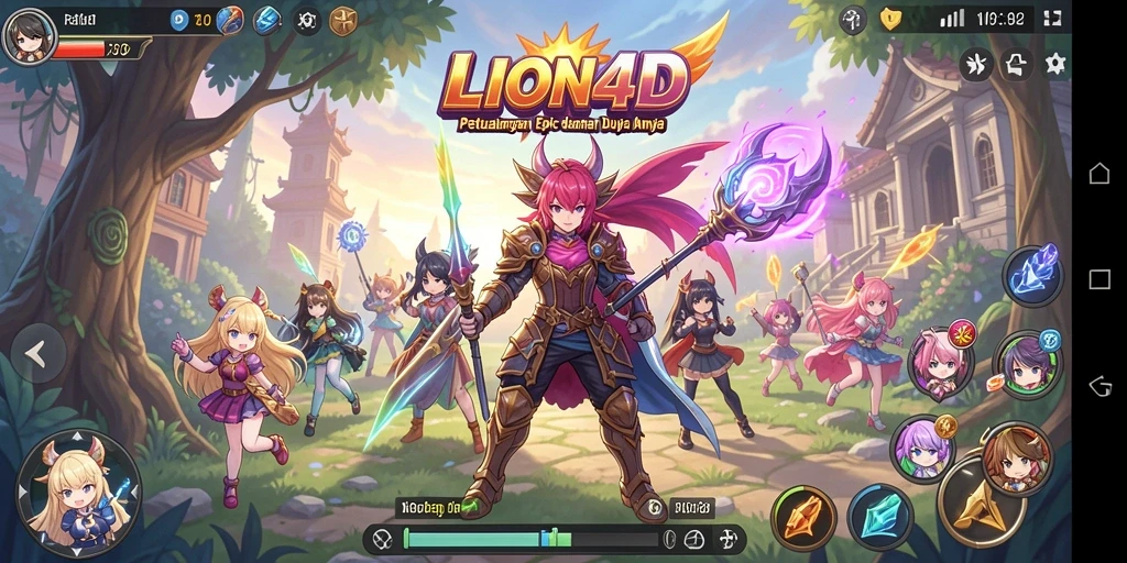 Screenshot gameplay LION4D menampilkan aksi seru karakternya dalam pertempuran yang dinamis.