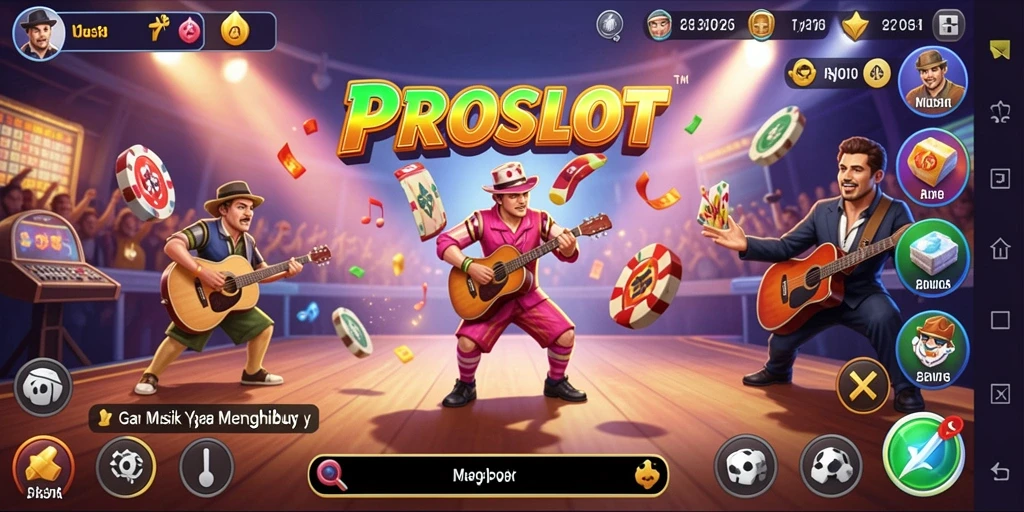 Tampilan gameplay PROSLOT dengan alunan musik yang energik.