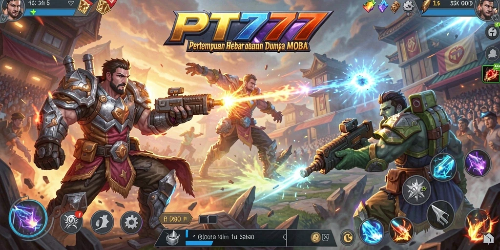 Gameplay MOBA yang seru dan mendebarkan dalam PT777.