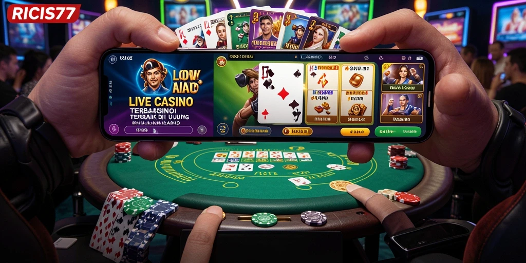 Tampilan permainan Live Casino yang menarik dengan dealer langsung.
