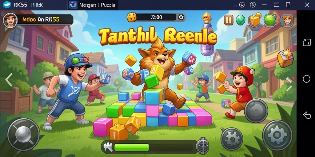 Tampilan gameplay RK55 dengan tantangan puzzle yang menarik.