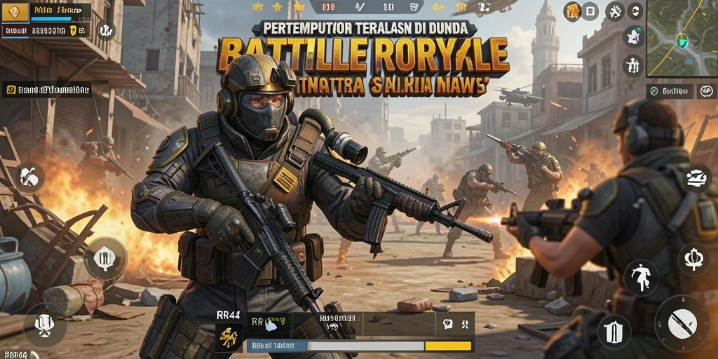 Tampilan gameplay intens dalam RR44 dengan pertempuran seru.