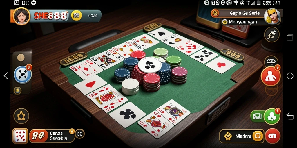 Tampilan gameplay Gaple yang seru dan interaktif di SHE888.