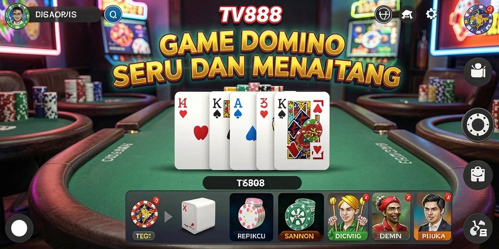 Screenshot gameplay TV888 yang menunjukkan momen seru saat bermain domino.