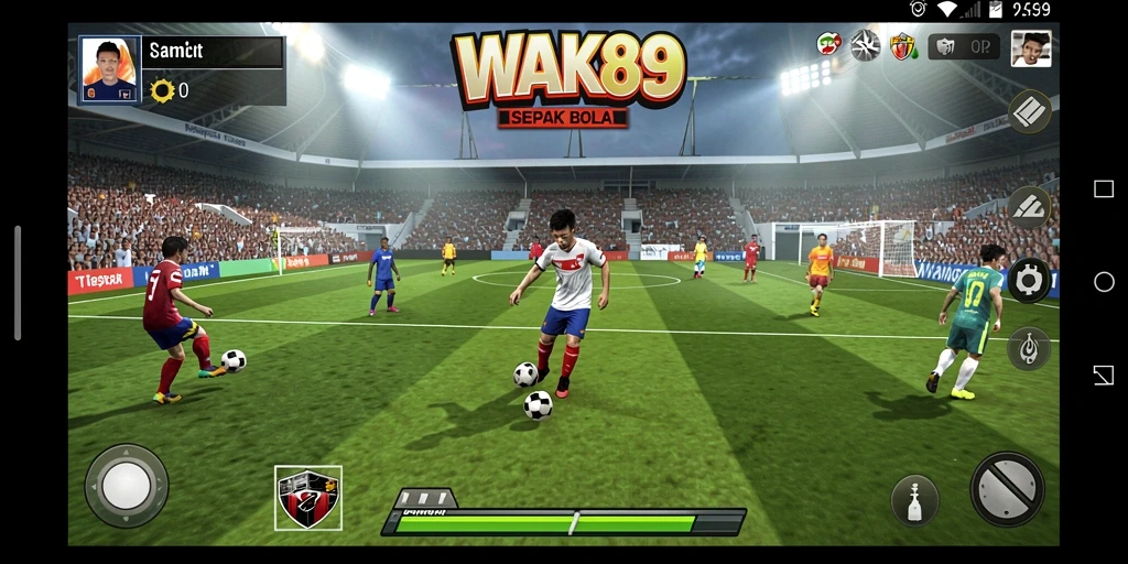 Tampilan gameplay yang mengesankan dari WAK89 dengan aksi sepak bola yang nyata.