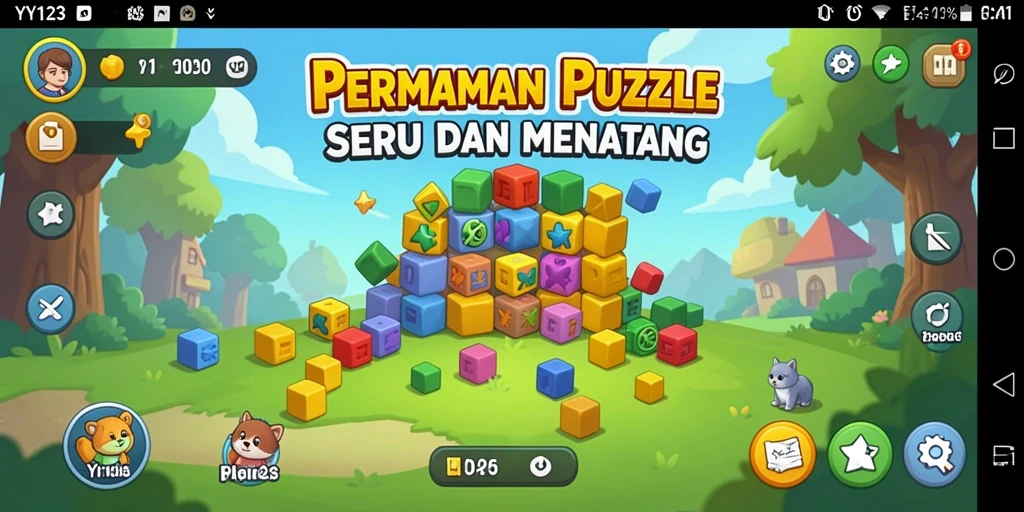 Tampilan gameplay dari YY123 yang menampilkan teka-teki menarik.